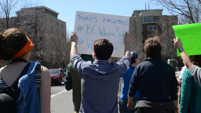 Boston-area protesters, including students from MIT and Brandeis, marched across campus to challenge the University's free speech and divestment policies. 