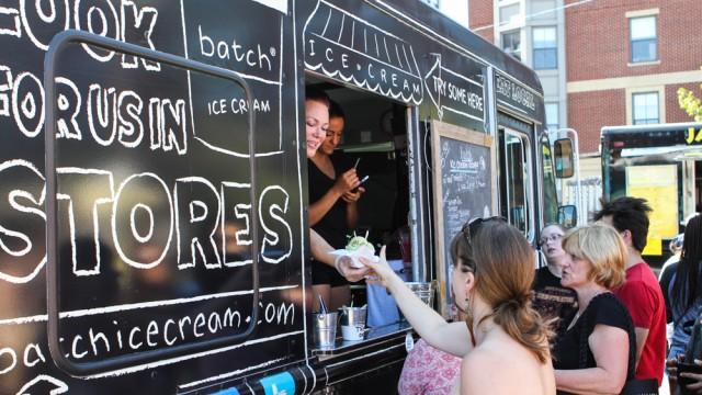 15 to 20 food trucks line Harrison Ave. at SoWa on Sundays, offering tasty treats for hungry market-goers. 