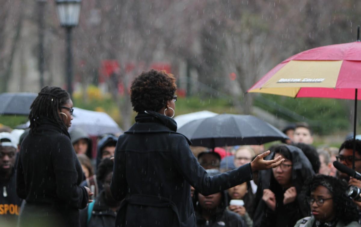 Dressed In Black, Hundreds At BC Rally Against Racist Acts In Missouri