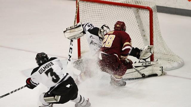 Jerry York's team fought back in a big way, eliminating a 4-1 deficit to get a much-needed point against No. 3 Providence. 