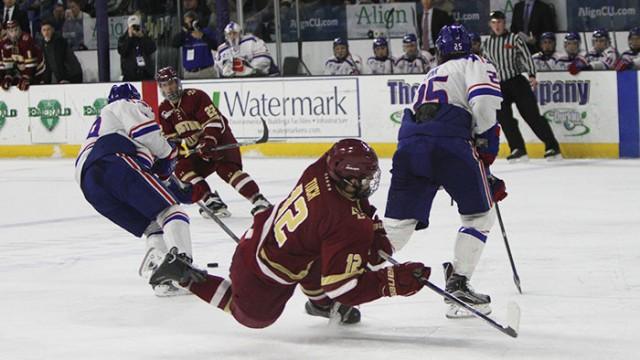 Men's hockey lost for the first time in 2016, failing to generate any offensive pressure in a 3-1 loss to the River Hawks. 
