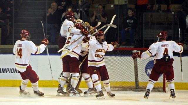 With a 3-2 victory over the University of Minnesota Duluth, the Eagles are bound for Tampa for a chance at their sixth title. 