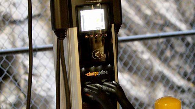 Electric Vehicle Charging Station Installed in the Comm Ave. Garage