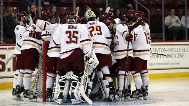 Aided by two goals in the first 88 seconds, freshman goaltender Joseph Woll put together arguably his best performance of the season with 42 saves in a 2-1 win.