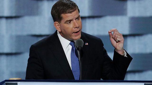 FILE- In this July 25, 2016, file photo, Boston Mayor Marty Walsh speaks during the first day of the Democratic National Convention in Philadelphia. Walsh delivered his third State of the City address Tuesday, Jan. 17, 2017, and said his plans for the city include offering free pre-kindergarten citywide, creating good jobs in every neighborhood and investing in affordable housing. (AP Photo/J. Scott Applewhite, File)