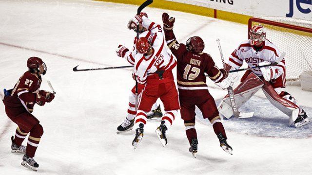 After a season of struggles against Boston University, Boston College bit back when it mattered most, shutting out the Terriers at TD Garden. 