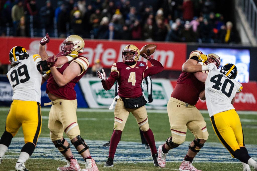 Even though BC outgained the Hawkeyes by 183 yards and controlled the clock, it turned the ball over three times, including twice in the fourth quarter, handing the New Era Pinstripe Bowl to its Big Ten foe.  