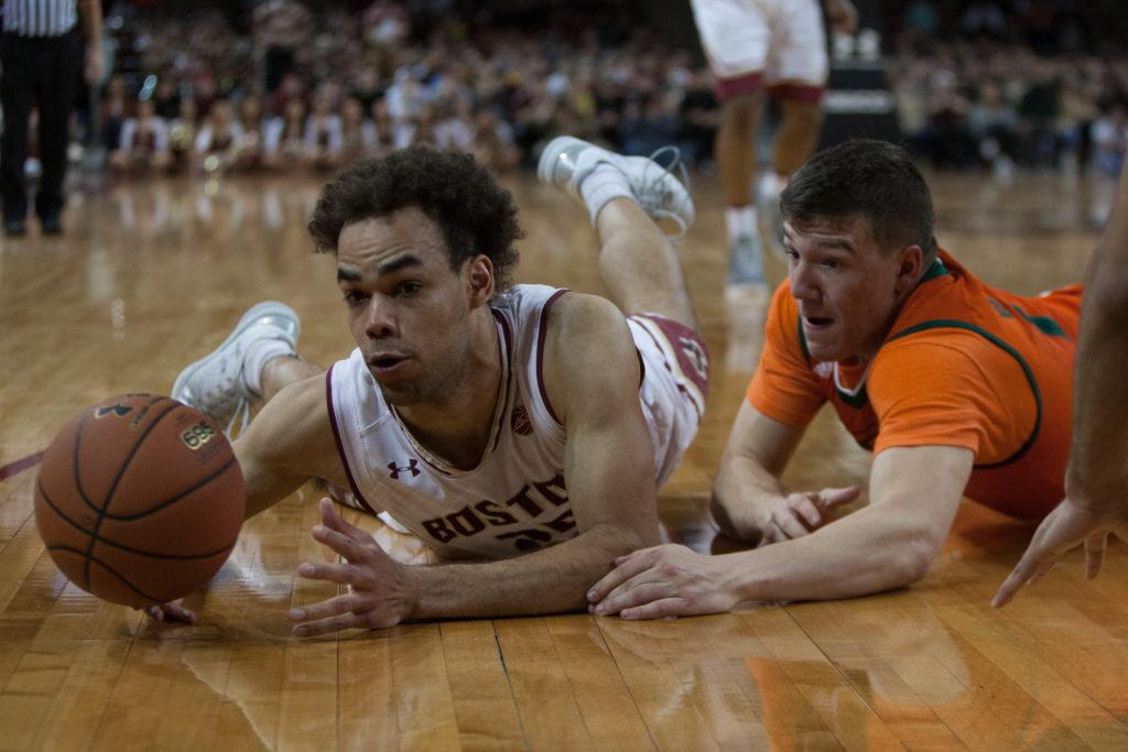 Thanks to Ky Bowman and Jerome Robinson, the Eagles closed regulation on a 9-0 run to upset the Hurricanes, marking the Eagles' second victory over a ranked opponent this season.