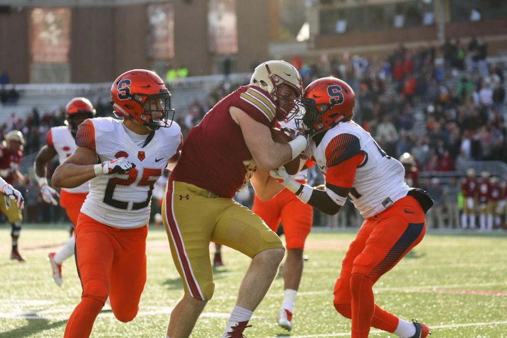 The Eagles committed four turnovers and conceded a season-high 559 yards of total offense, as the Orange rode Eric Dungey and his six touchdowns to a blowout victory, handing BC its third-straight loss in the process.