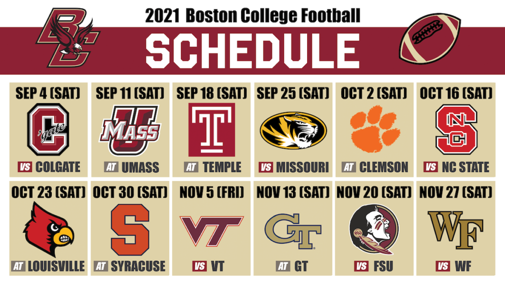 BC Football Releases Full 2021 Schedule