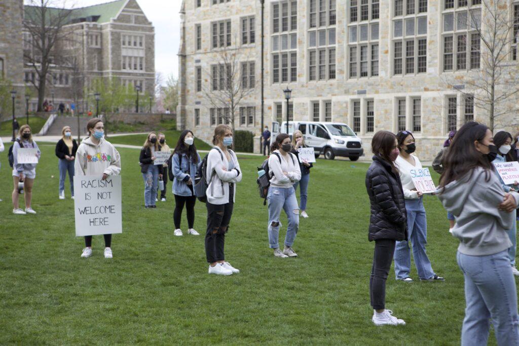 One of Chelsea Burns’ professors was told that talking about race in class makes students uncomfortable, Burns said to the crowd on Stokes Lawn Monday evening. Avoidance of racial discussions, though, is harmful to the Boston College community, according to Burns. 