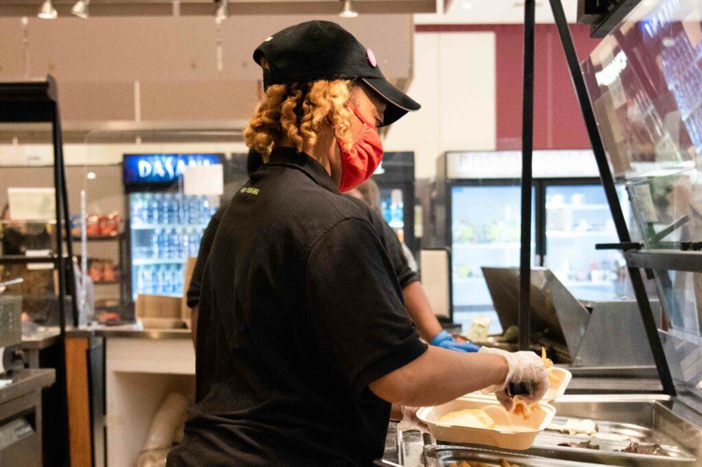 “Checking in people and printing their label … it's completely out of like the realm of my job responsibilities, but I think in a unique situation like COVID, everybody kind of has to roll up their sleeves and, and do whatever job needs to be done to make sure that we're all here, safe, and can be at Boston College together,” Morris said. 