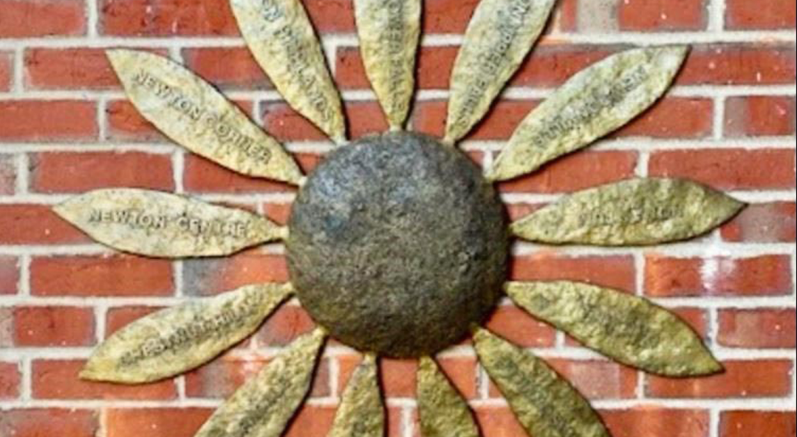 Nancy Schön Donates Sunflower Sculpture to Newton Free Library