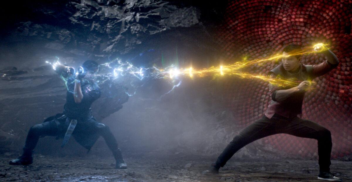 Wenwu (Tony Leung) and Shang-Chi (Simu Liu) in Marvel Studios' SHANG-CHI AND THE LEGEND OF THE TEN RINGS. Photo courtesy of Marvel Studios. ©Marvel Studios 2021.