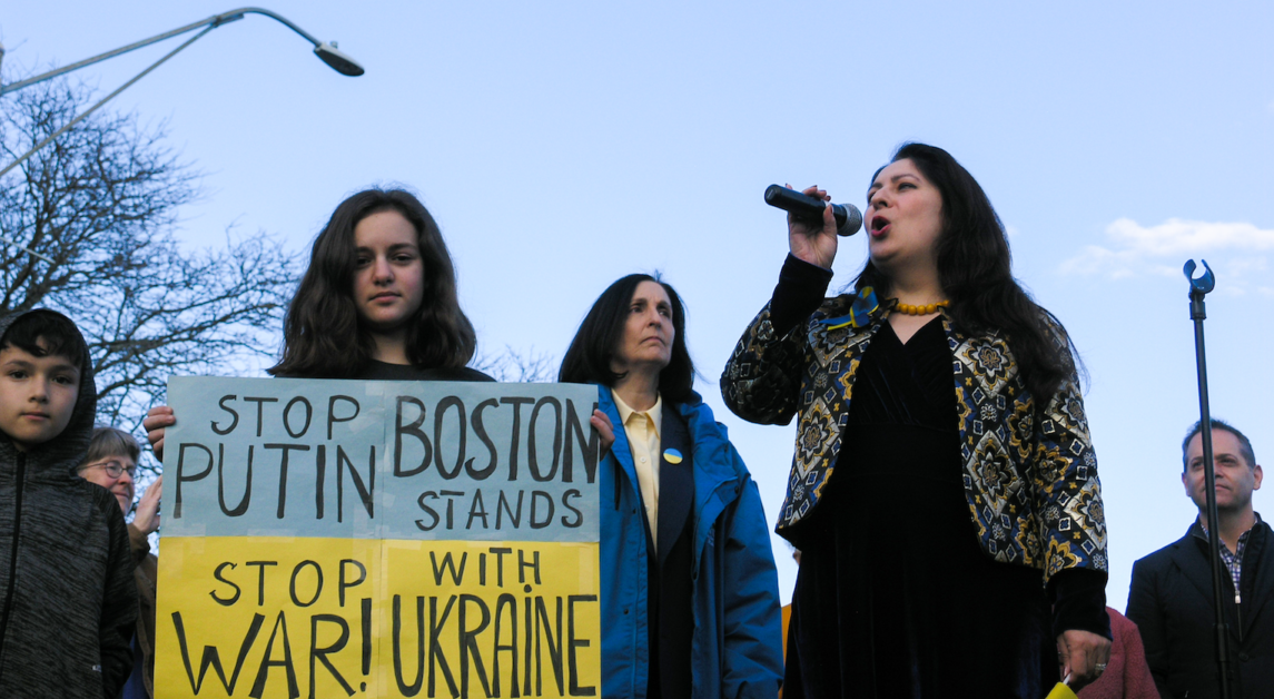 Politicians Call for Greater Sanctions, Humanitarian Aid at Newton Rally for Ukraine