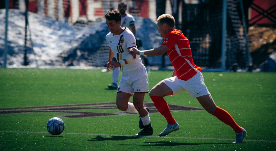 BC earned two yellow cards and one red card in its 2–1 loss to Clemson on Saturday night. (Kristian Lamarre / Heights Staff)