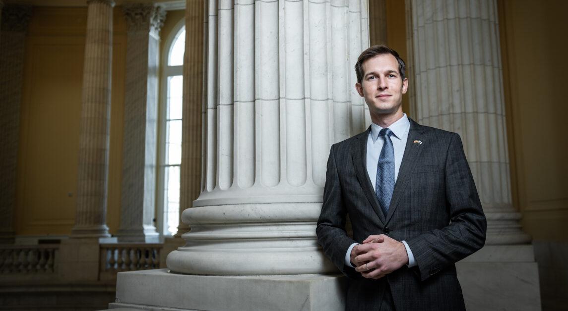 Two years after thwarting competitive progressive challengers for the House of Representatives seat, Auchincloss boasts one of the strictest party-line voting records in congress. (Photo Courtesy of Matt Corridoni)