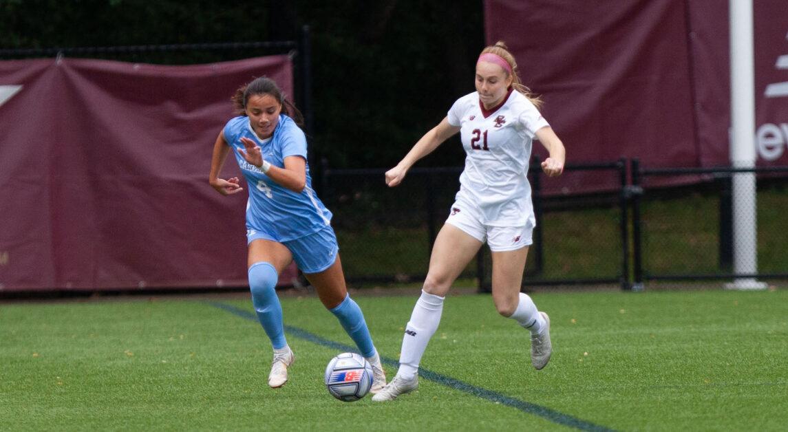 BC goalkeeper Wiebke Willebrandt registered four saves in Sunday's loss to North Carolina. (Nicole Vagra / Heights Editor)
