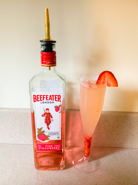 In my version of the French 75—or as I call it, the Fraise 75—I decided to incorporate a sweet strawberry flavor. I used Beefeater Pink Strawberry Gin and macerated strawberries to add this spin that will leave you craving another sip. I think this cocktail is best served in a champagne flute, but feel free to modify the recipe to any style glass you like.