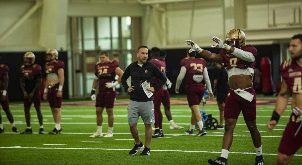 BC head football coach spoke to the media on Sunday about the improvements BC needs to make in its offensive game plan for Week Three. (Ikram Ali / Heights Senior Staff)