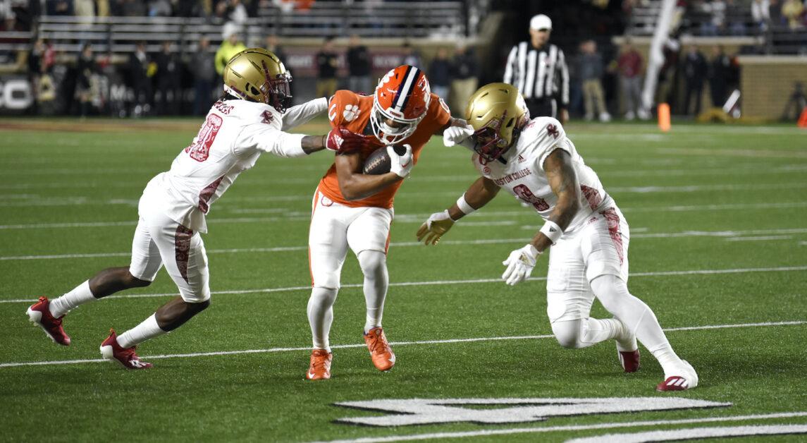 Though BC accumulated more total offense than Clemson in the first half, the Tigers' defense stiffed BC's offense in the second half and didn't allow a single second-half point. (Brody Hannon / For The Heights)