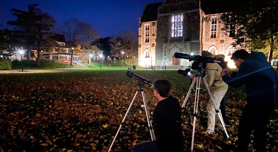 Students Gather on Bapst Lawn at 5 a.m. for Lunar Eclipse Viewing (Featured Image by MC Claverie/Heights Editor)