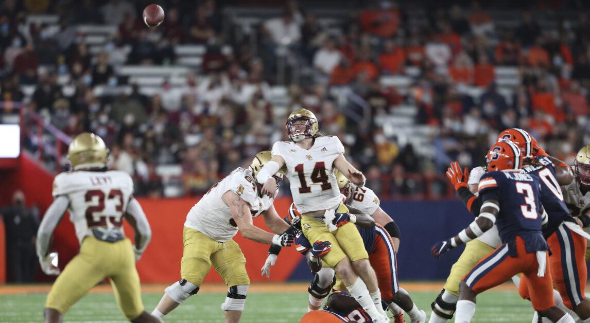 Zay Flowers became BC’s all-time touchdown receptions leader with 29, notching the record on his second touchdown grab of the night.(Featured Image Courtesy of Joshua Bessex / AP Photo)