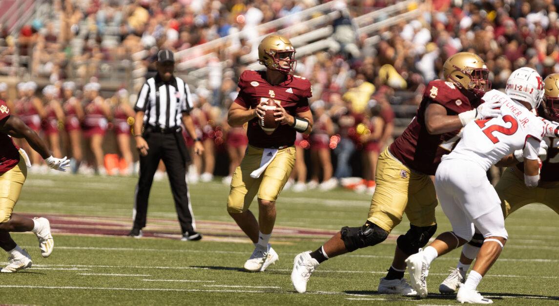In three years with the Eagles, Jurkovec threw for 5,183 total yards and 35 total touchdowns. (Nicole Wei / Heights Staff)