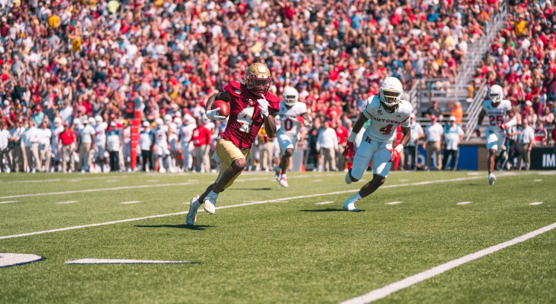Flowers leaves Chestnut Hill as BC’s all-time leader in total receiving yards, total receptions, and receiving touchdowns. (Chris Ticas / Heights Staff
