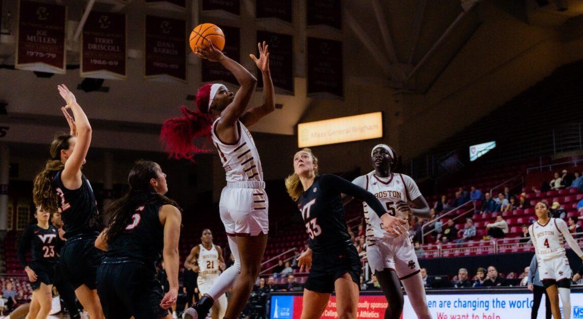 BC’s Andrea Daley dropped 15 points in the loss in addition to securing six rebounds, two assists, one block and one steal. (Kenneth Chen / For The Heights) 