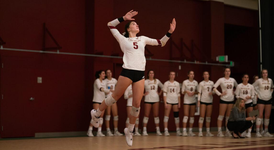 Despite going down early in the third set, the Eagles earned a sweep of Buffalo to advance in the NIVC. (Chris Ticas / Heights Staff)