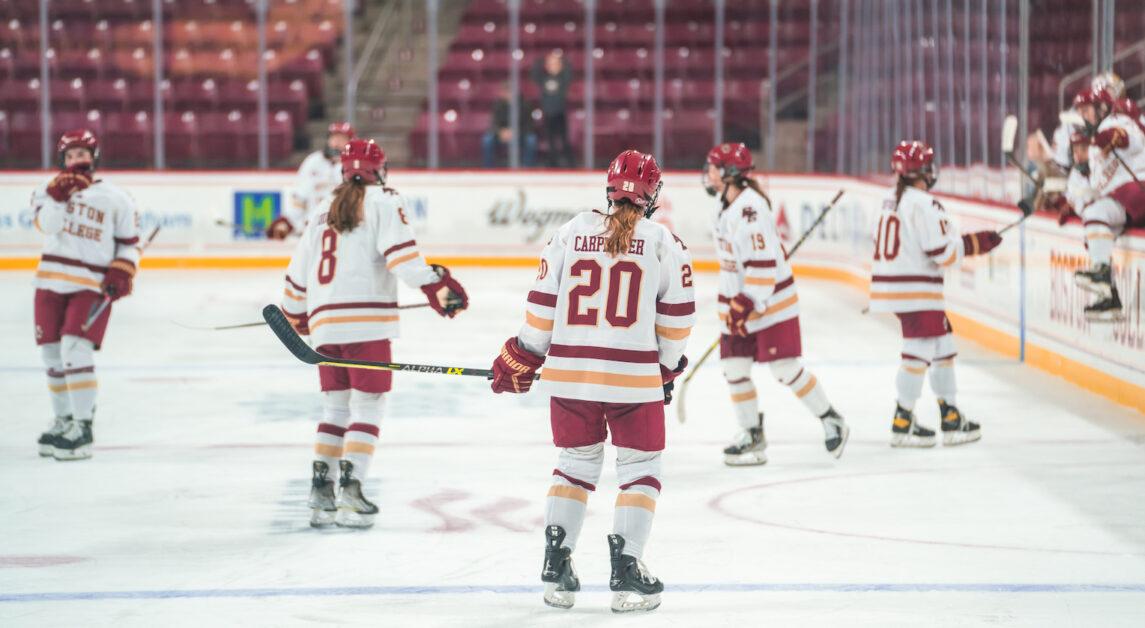 Katie Crowley is now 24–1–0 in her career against Merrimack. (Chris Ticas / Heights Editor) 