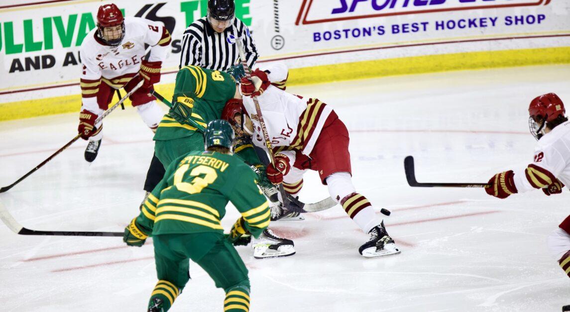 Cutter Gauthier, BC’s leading scorer, scored the Eagles’ only goal of the contest. (Aditya Rao / Heights Staff)