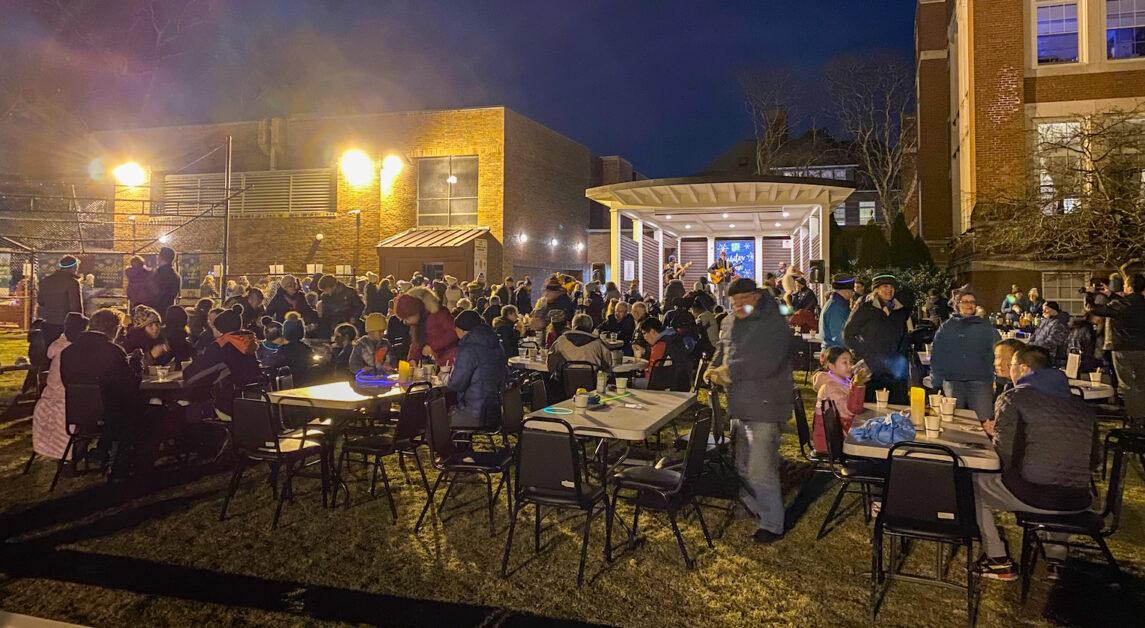 Residents enjoyed soup while talking with their neighbors at the event hosted by Newton Community Pride. (Henry Blanchette / Heights Staff)