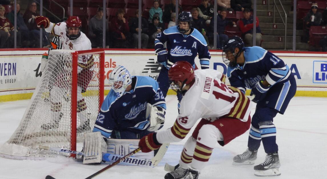 Trevor Kuntar (above) notched his 10th goal of the season in BC’s loss. (Kellen Davis / Heights Staff)