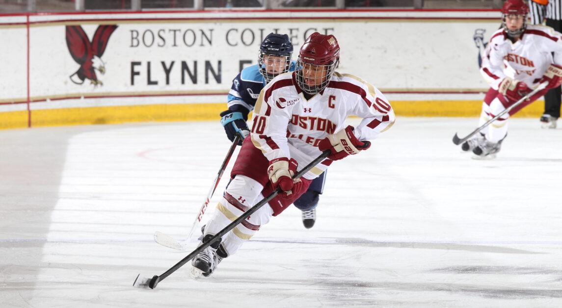 Bolden became BC women’s hockey’s first-ever Black Captain and became the first Black hockey player to compete in the NWHL. (Photo Courtesy of BC Athletics)