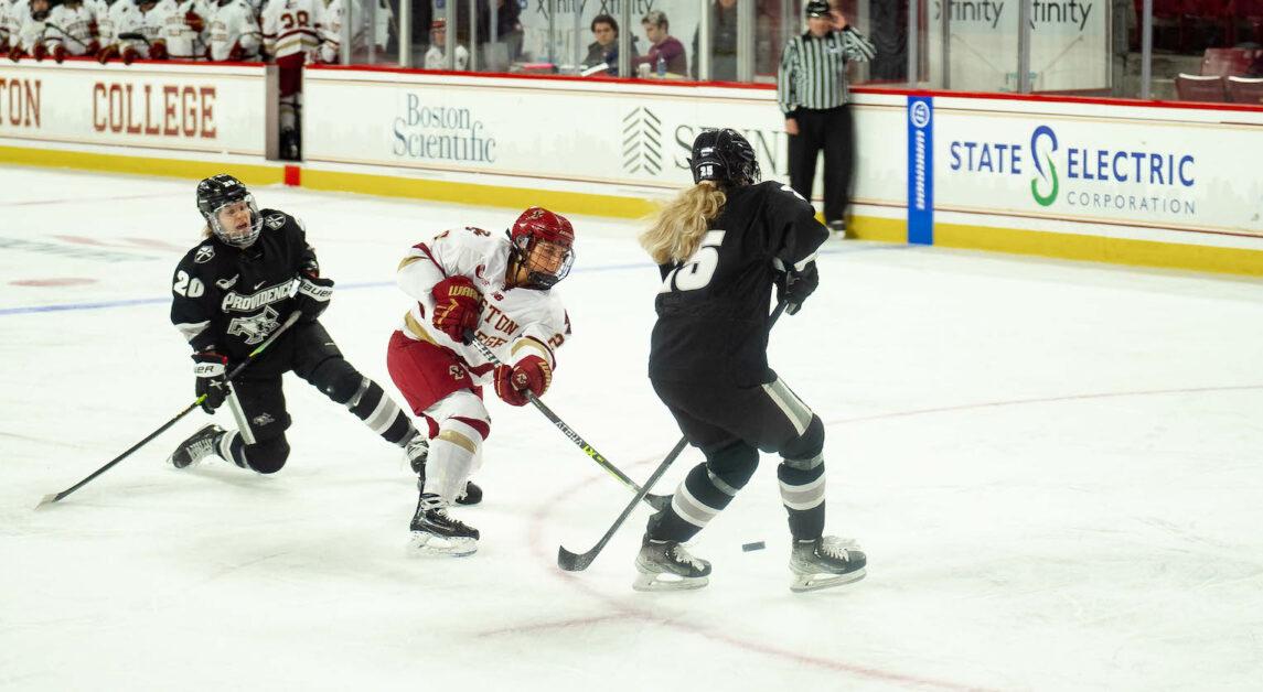The Eagles captured their second straight win despite trailing in shots and faceoff wins. (Kenneth Chen / Heights Staff)