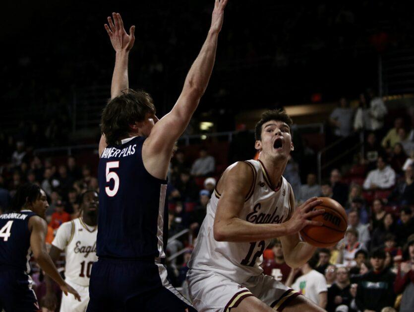In front of a sold-out Conte Forum, Boston College men's basketball defeated No. 6 Virginia for its third ranked win of the season.