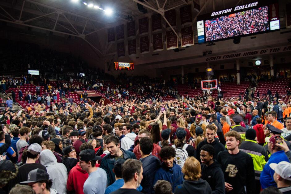In front of a sold-out Conte Forum, Boston College men's basketball defeated No. 6 Virginia for its third ranked win of the season.