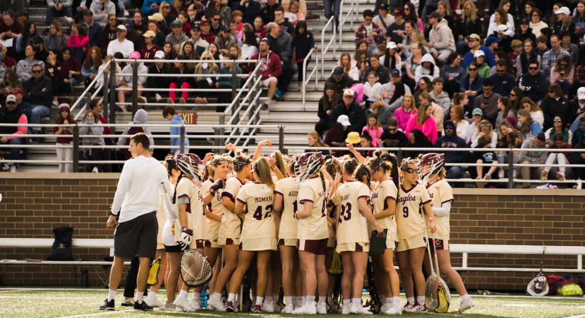  Attacker Jenn Medjid and midfielder Belle Smith combined for 185 total points in the 2022 lacrosse season and were named First Team All-Americans in USA Lacrosse Magazine’s 2023 preseason selections. (Nicole Wei / Heights Staff)