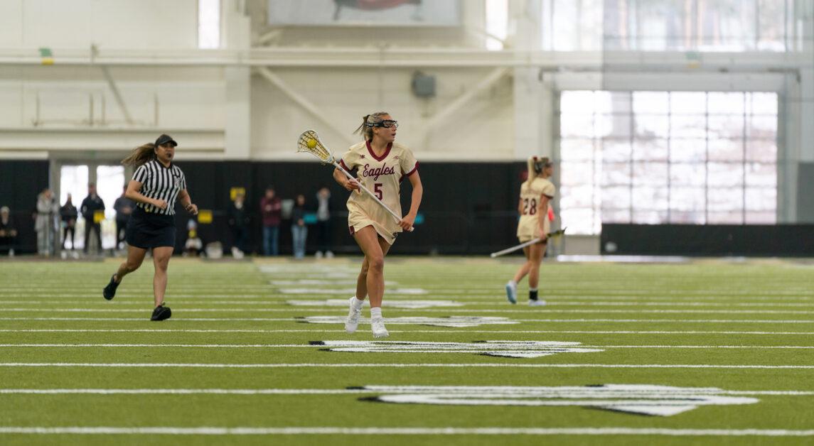 Belle Smith, pictured above, recorded six goals in BC’s win over Louisville. (Chris Ticas / Heights Staff)