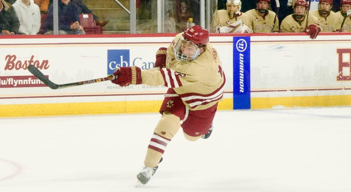 Despite honoring its seniors, all five of BC’s goals were scored by underclassmen. (Alina Chen / Heights Staff)