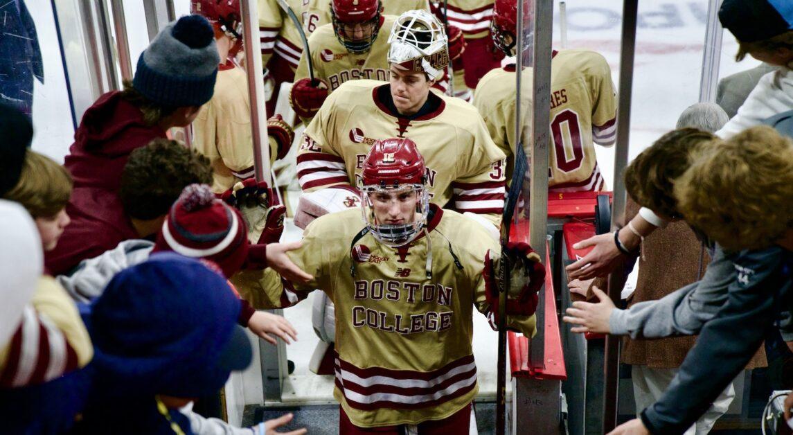 Despite scoring three goals in the final period, the Eagles dropped their final regular season game. (Alina Chen / Heights Staff)