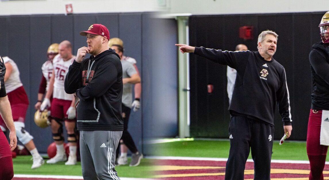 Steve Shimko, left, and Rob Chudzinski, right, will run BC’s offense in 2023. (Nicole Vagra / Heights Editor)