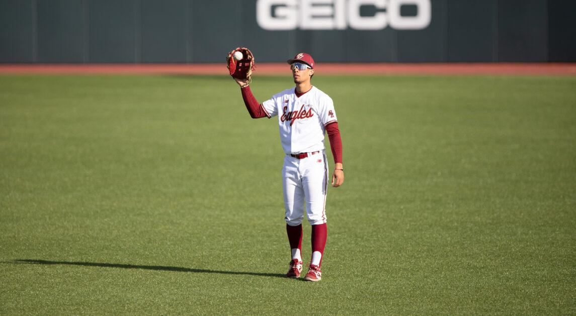 Leary, who entered Sunday’s contest as BC’s home run leader, matched his season total with two home runs in BC’s victory to put him at four home runs on the season. (Steve Mooney / Heights Senior Staff)
