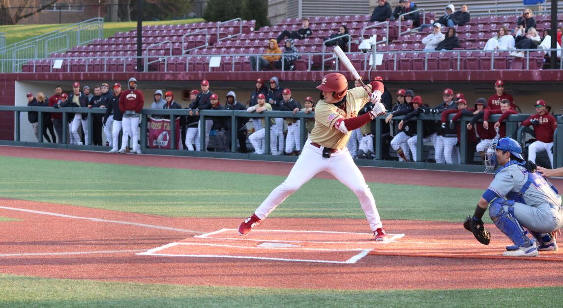 Joe Vetrano’s home run in the second game of BC’s doubleheader against Clemson went 471 feet with a 116 velocity exit off the bat. (Kellen Davis / Heights Staff)