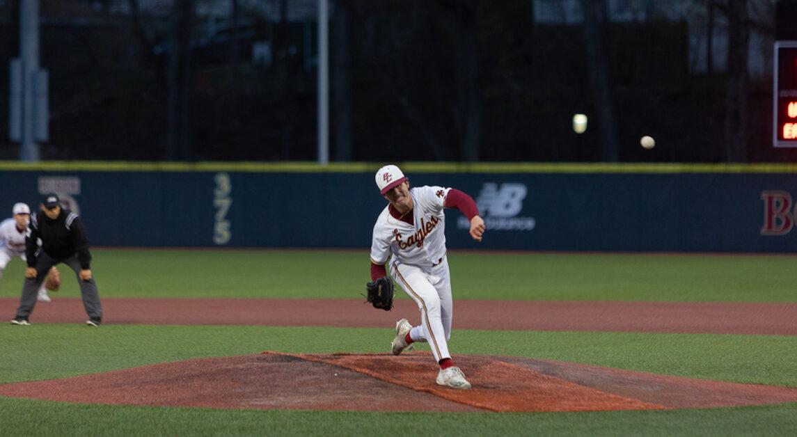 BC’s pitching staff registered 11 total walks in the loss. (Kenneth Chen / Heights Staff)
