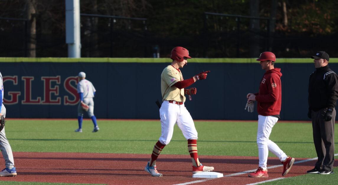 Despite the series loss, Joe Vetrano blasted three home runs in the series altogether, and Chris Flynn dominated game two with zero earned runs in five innings of work. (Kellen Davis / Heights Staff)