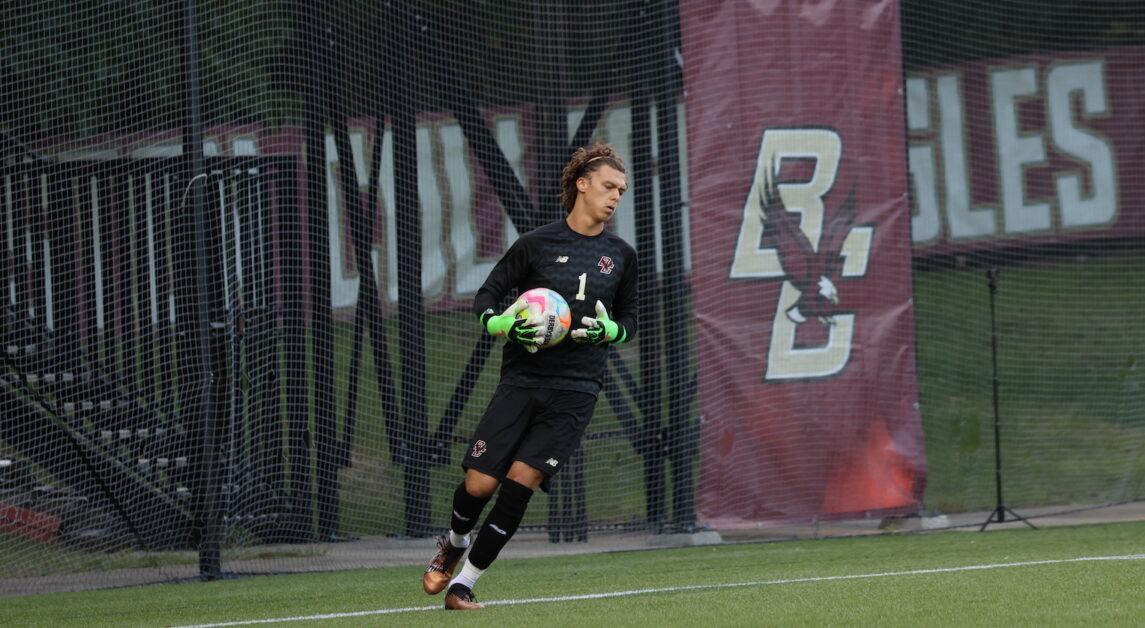 Redshirt junior Brennan Klein, pictured above, notched his third straight shutout on Monday. (Kellen Davis / Heights Staff)