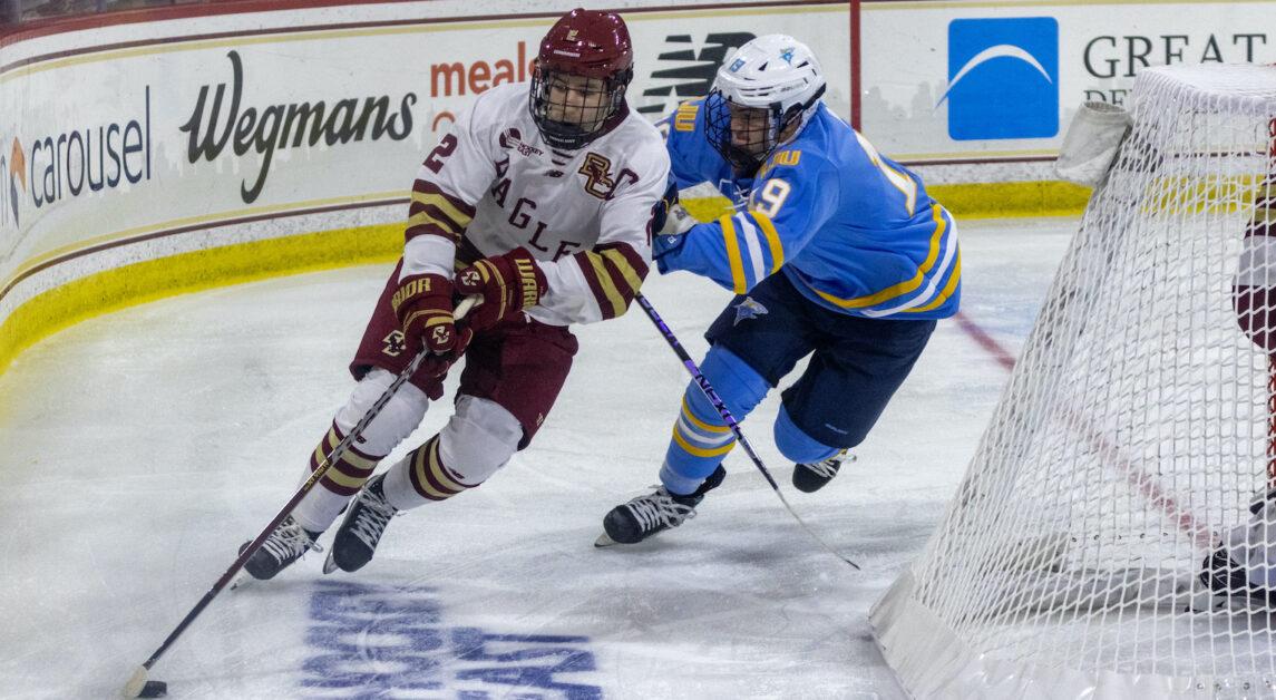 Four different Eagles scored in the win, and BC outshot the Sharks 38–12. (Kellen Davis / Heights Staff)